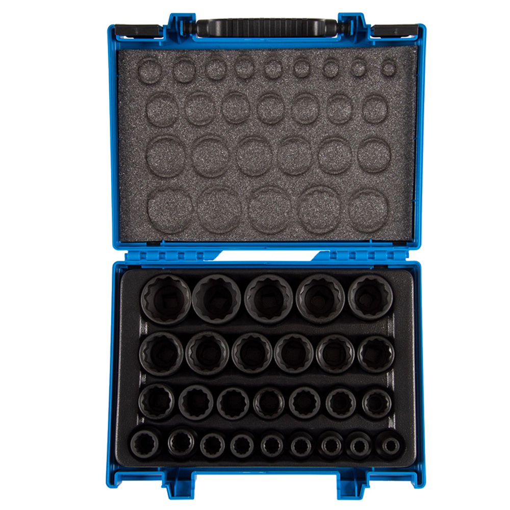 KING TONY (4827MP) Набор ударных торцевых головок 1/2", 12-гранные, 8-36 мм, 27 предметов