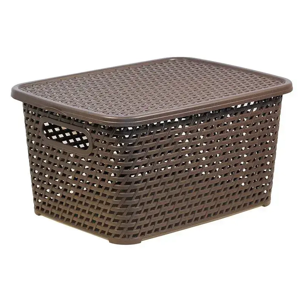Ящик РОТАНГ с крышкой 4 л 280х126мм коричневый ротанг 0,126х0,185х0, (комплект 12 шт)