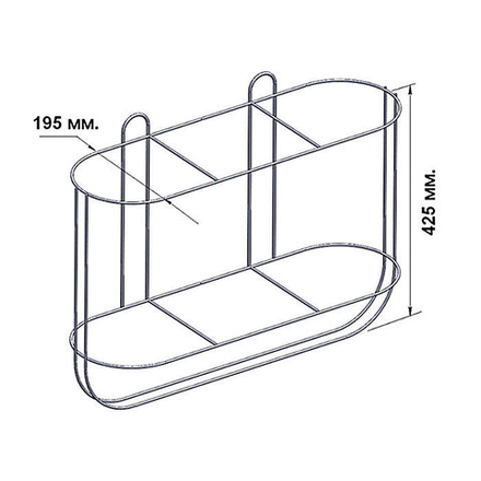 Корзина для 3-х кранцев прямая 195 мм, нерж. сталь