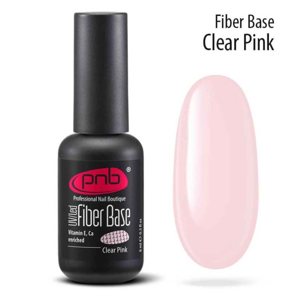 База файбер PNB прозрачно-розовая 8 мл УФ/ЛЕД/Fiber Base Clear Pink 8 ml UV/LED