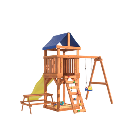 Детская площадка Fun Land с плетенным креслом, горкой и столиком со скамейками