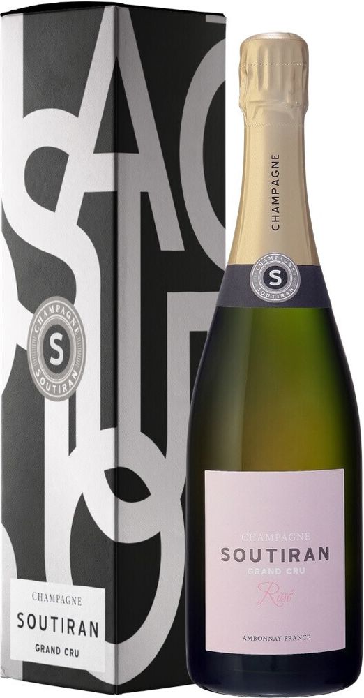 Шампанское Soutiran Rose Grand Cru Brut в подарочной упаковке, 0,75 л.