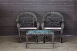 Садовый комплект из искусственного ротанга Мэдисон НЬЮ (Medison NEW) Balcony set с прямоугольным столиком с подушками на сиденье