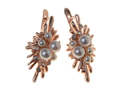 "Асафетида" серьги в золотом покрытии из коллекции "Экзотика" от Jenavi с английским замком