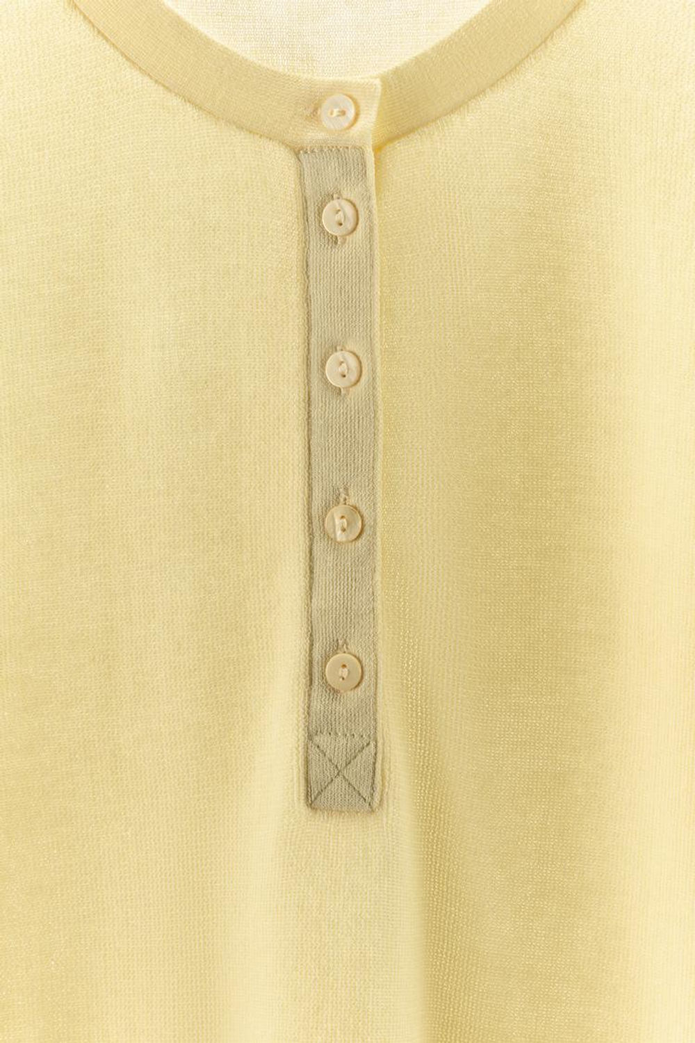 ZARA ФУТБОЛКА ИЗ ХЛОПКОВОЙ СМЕСИ С ПУГОВИЦАМИ, ЖЕЛТЫЙ