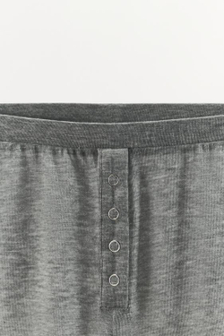 ZARA ШОРТЫ ИЗ СМЕСОВОГО ЛИОЦЕЛЛА НА ПУГОВИЦАХ, СЕРЫЙ