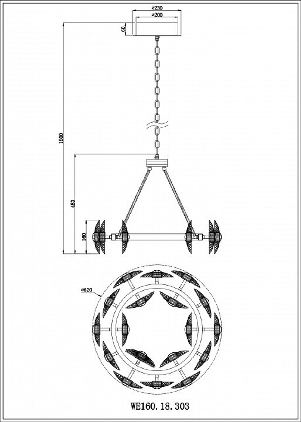 Подвесной светильник Wertmark Pamela WE160.18.303