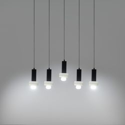 Светильник подвесной каскадный Fungus, Ø15х25 см, 5 плафонов, белый/черный