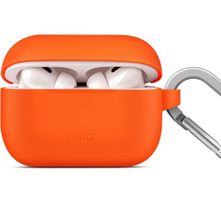 Чехол с карабином Uniq Vencer Silicone case + ремешок для AirPods Pro 2, оранжевый (AIRPODSPRO2-VENORG)