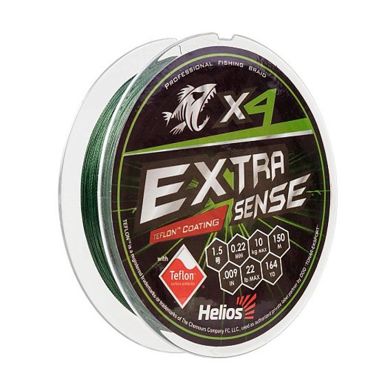 Шнур Helios Extrasense X4 PE Green 150m 1.5/22LB 0.22mm (HS-ES-X4-1.5/22LB)