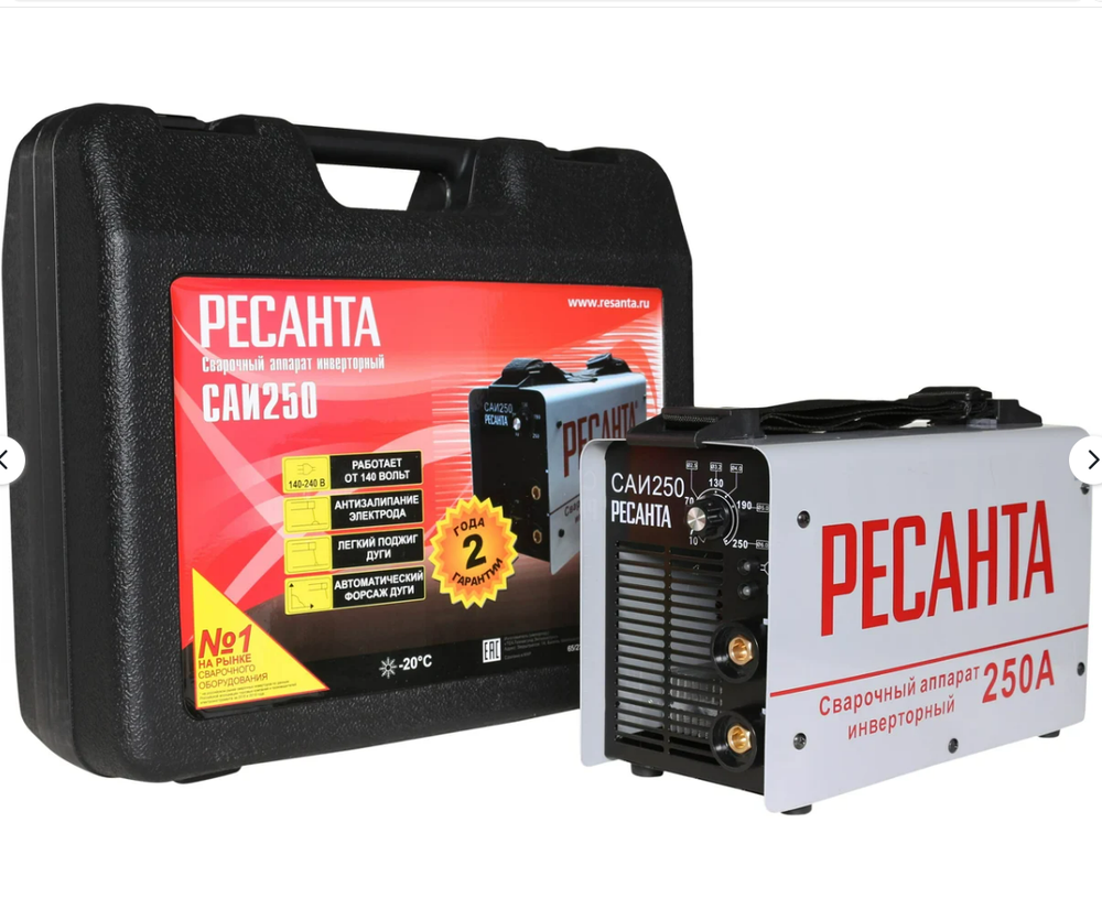 Сварочный аппарат инверторный Ресанта САИ 250 в кейсе