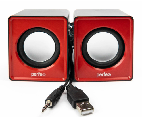 Компьютерная акустика PERFEO WAVE 2*3Вт красный USB