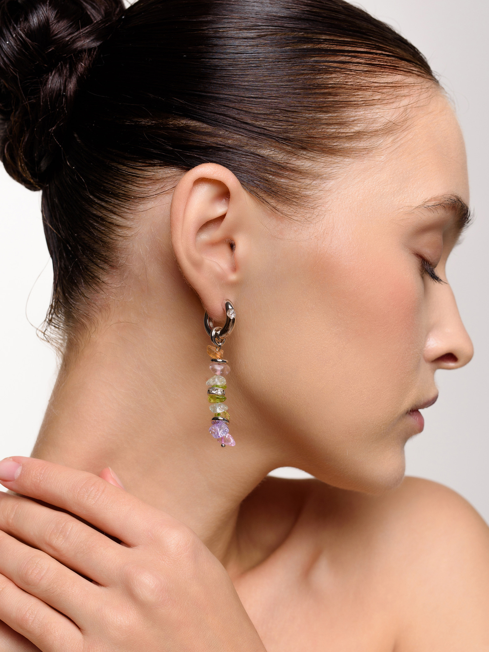 Серьги "Heart colored" Silver