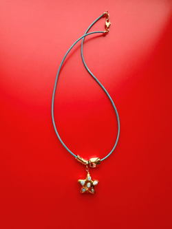 Голубой кожаный шнурок Ларимар