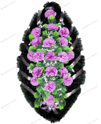 Ритуальный венок «сиреневые гвоздики» №03