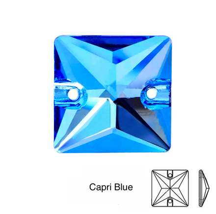 Стразы пришивные, Square, Capri Blue, 243, 16mm, (72 ea/pkg), 5A+, (F2)