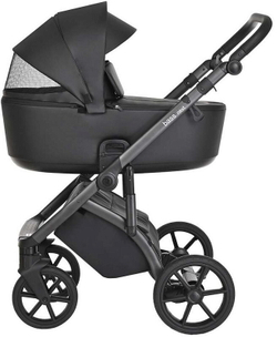 Детская коляска Roan Bass Next Кожа 3 в 1 с автокреслом Tutis Elo Black RN088/1 Black/Black