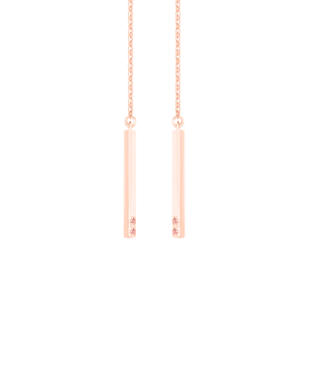 Серьги-продёвки из серебра со вставками из розово-коричневых фианитов