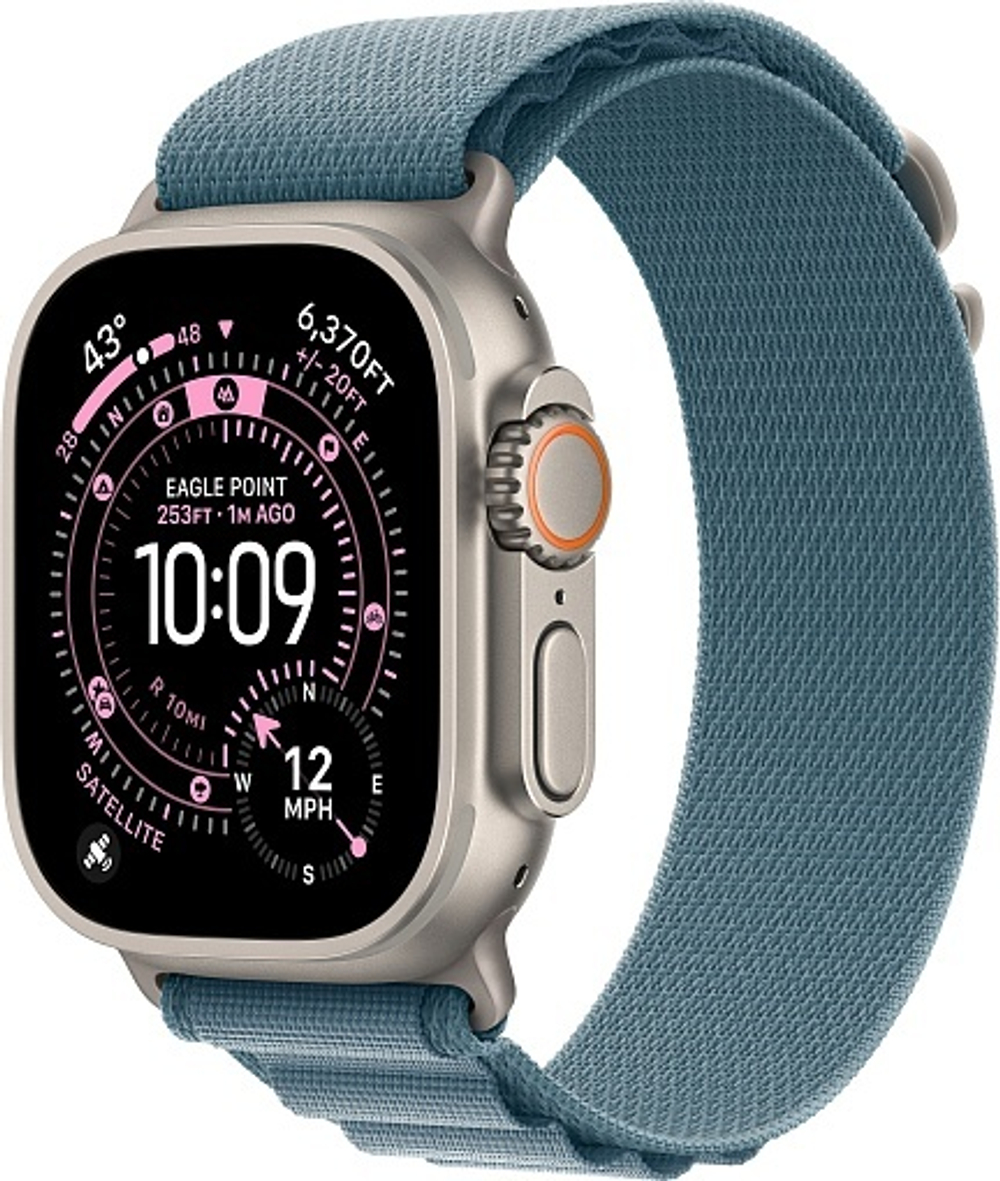 Apple Watch Ultra 3 (2025) 49mm Natural Titanium Case with Light Blue Alpine Loop Medium