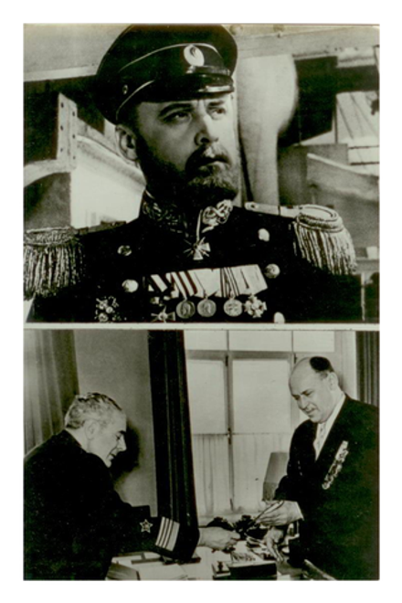 Фотооткрытка СССР - Б.Н. Ливанов в роли Руднева, командира крейсера "Варяг"