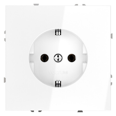 Розетка встраиваемая VOLTUM S70 с заземлением 16А, (белый глянцевый)
