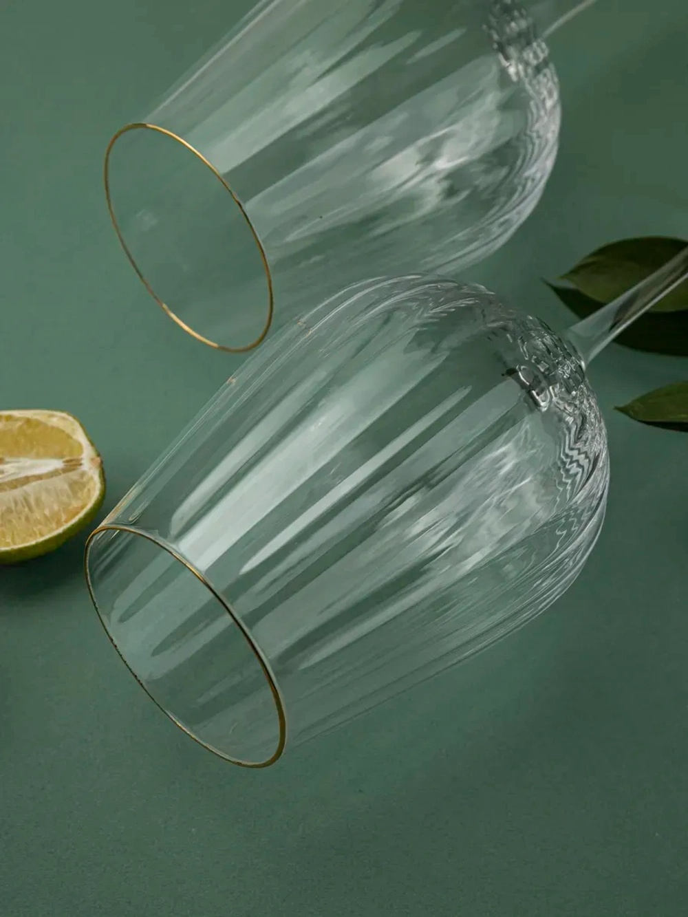 Набор бокалов для вина, 600 мл, 2 шт. с золотой каймой