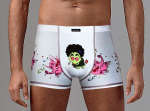 Мужские трусы-боксеры с забавным принтом - слонами и черепахой (Размер: M) (Цвет: белый)