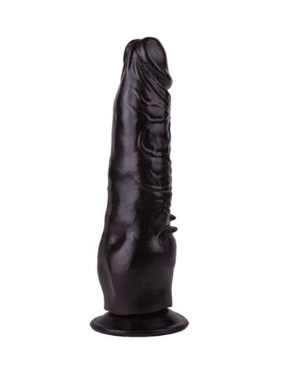 Чёрный фаллоимитатор с клиторальными шипами - 17,8 см. (Цвет: черный)