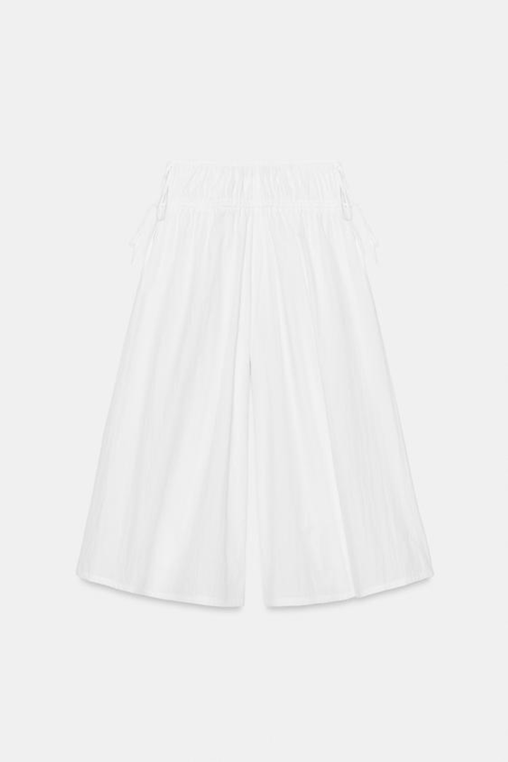 ZARA БРЮКИ-КЮЛОТЫ СО СБОРКАМИ, БЕЛЫЙ