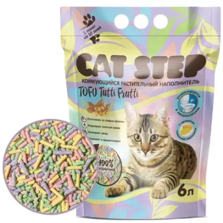 Наполнитель (Cat Step) 6л Tofu  тутти фрутти  растительный комкующийся для кошек