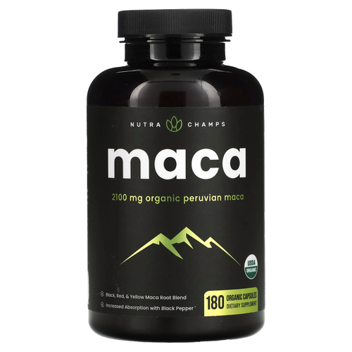 NutraChamps, мака, 180 органических капсул