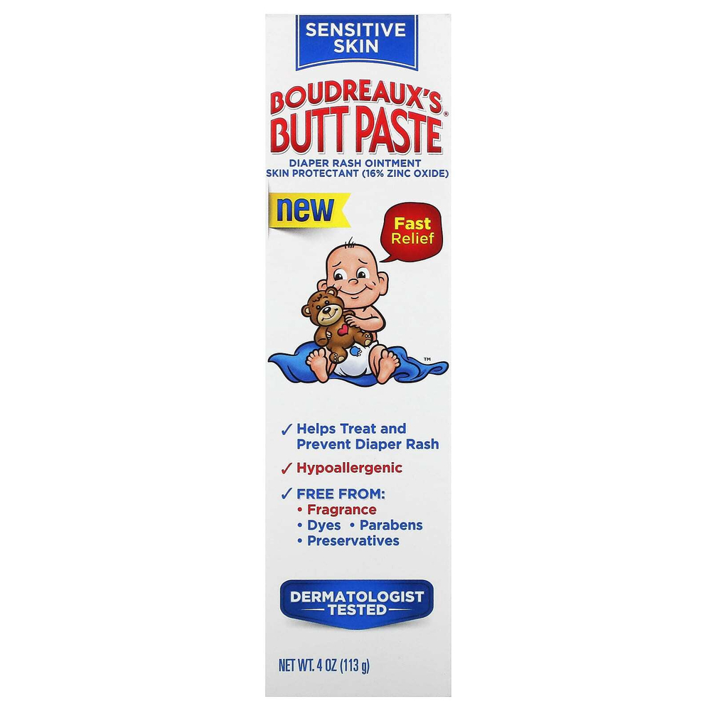 Boudreaux's Butt Paste, Мазь от подгузников, для чувствительной кожи, 113 г (4 унции)