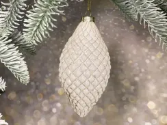 Набор стеклянных шаров Королевский Каприз 80 мм., 12 шт., белый, House of Seasons (84513)