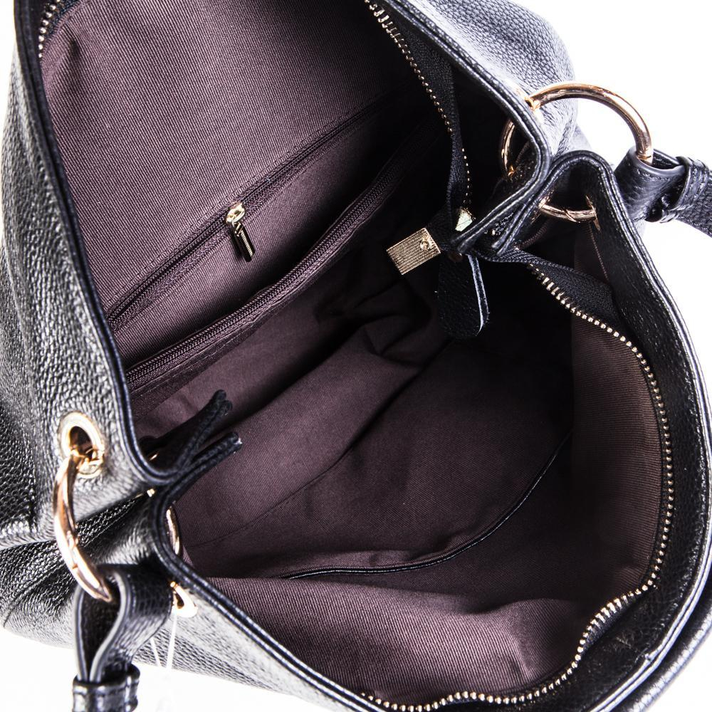Сумочка женская средняя кожаная 34х33х13 см Doublecity 9736 Black