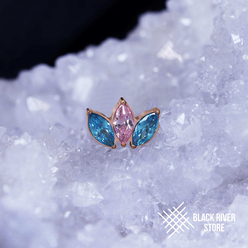 3K Nymphaea HM Pink &amp; Blue Zircon PVD Rose