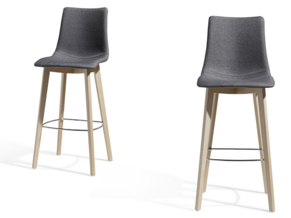 Стул барный с обивкой Scab Design Natural Zebra Pop, натуральный бук, серый