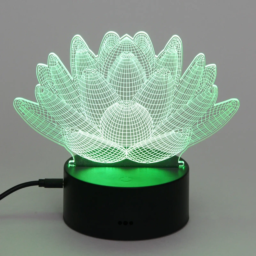 Светильник ночник «3D-Лотос» на пластиковой подставке, с включателем USB