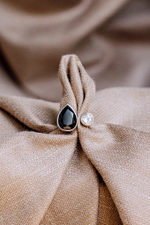 Кольцо «Дуо» с дымчатым кварцем и белым топазом