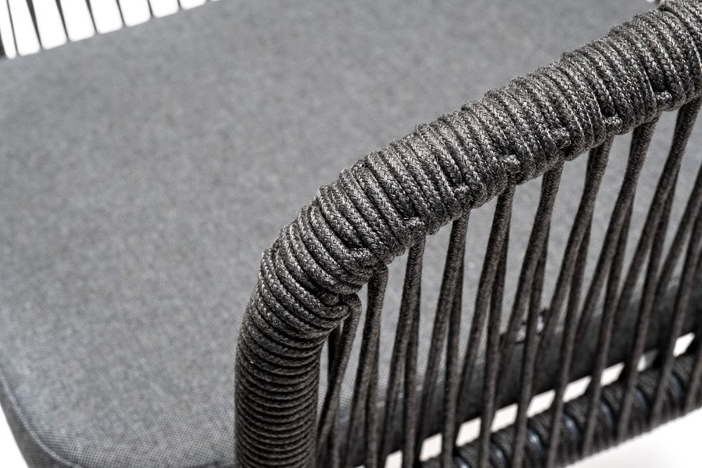 "Венето" обеденная группа на 6 персон со стульями "Марсель", каркас темно-серый, роуп темно-серый