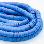 Бусина-диск, цвет голубой яркий, размер 6 мм, цена за нить 40 см