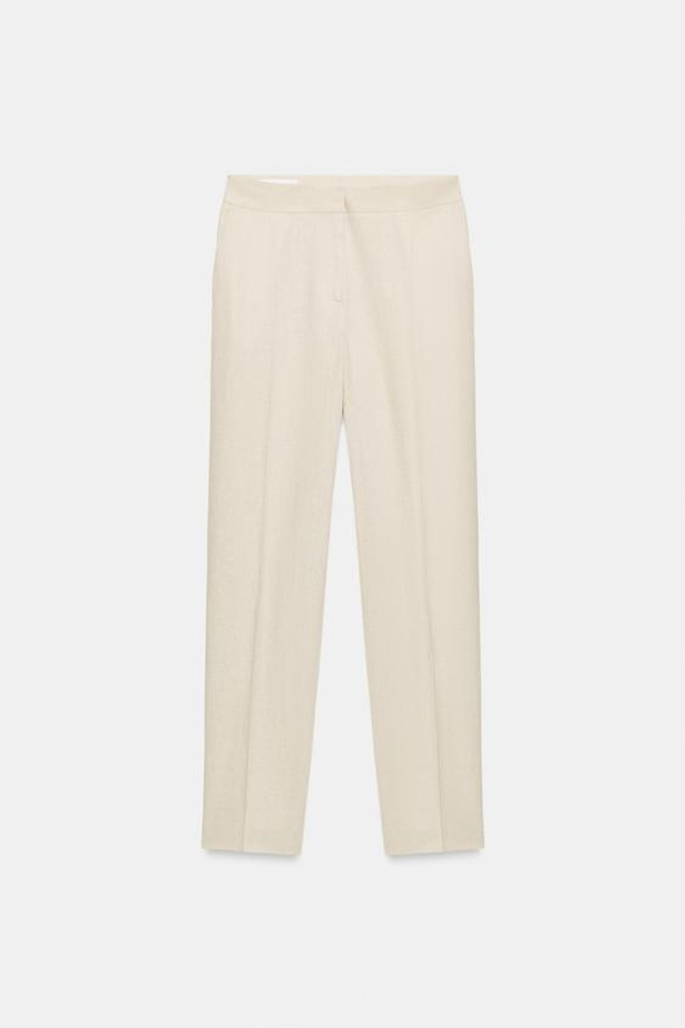 ZARA ЗАУЖЕННЫЕ БРЮКИ ИЗ СМЕСОВОГО ЛЬНА, СВЕТЛО-БЕЖЕВЫЙ