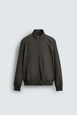 ZARA НЕПРОМОКАЕМАЯ КУРТКА ИЗ ТЕХНИЧЕСКОЙ ТКАНИ, СЕРО-КОРИЧНЕВЫЙ