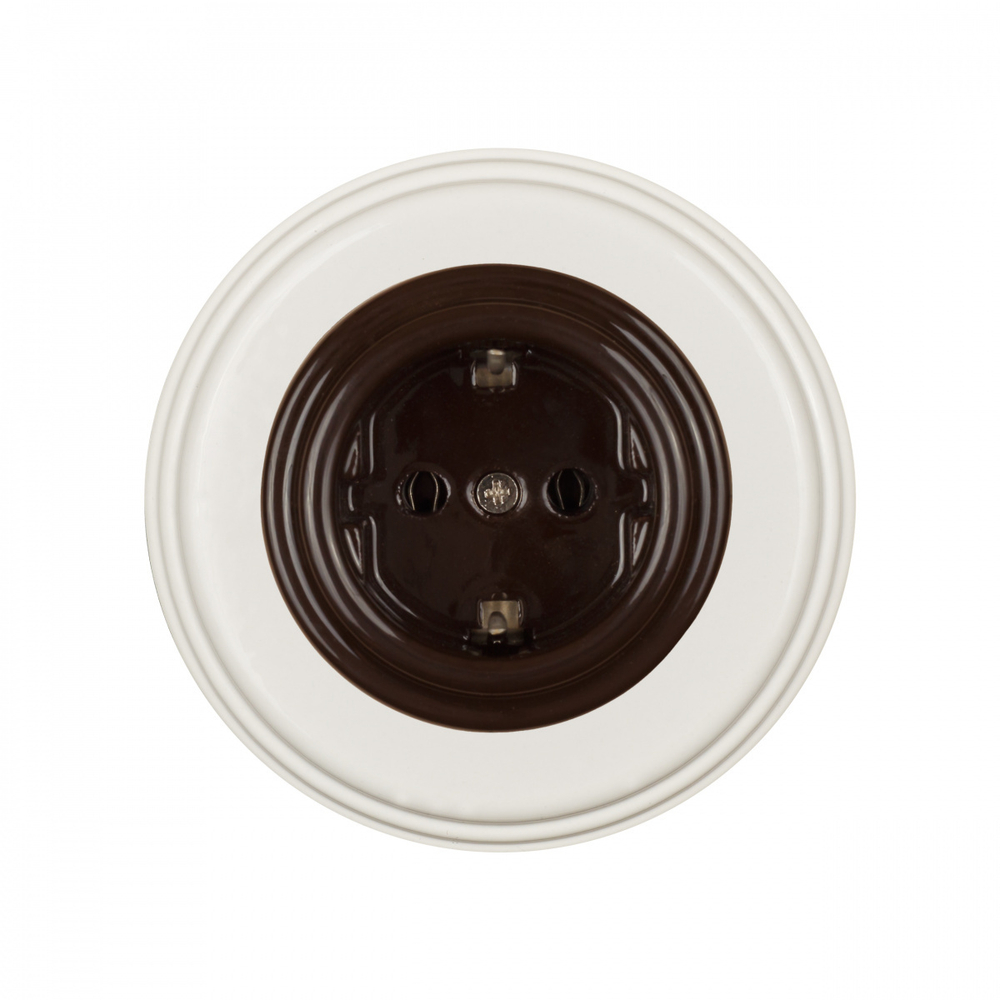 Розетка с З.К., керамика, цвет коричневый B1-101-02