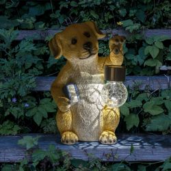Садовая фигура ЭРА ERASF22-09 из полистоуна Умный пес 27 см | Садовые декоративные светильники