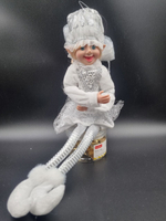 Эльф 60см в белом/серебро ST24-7