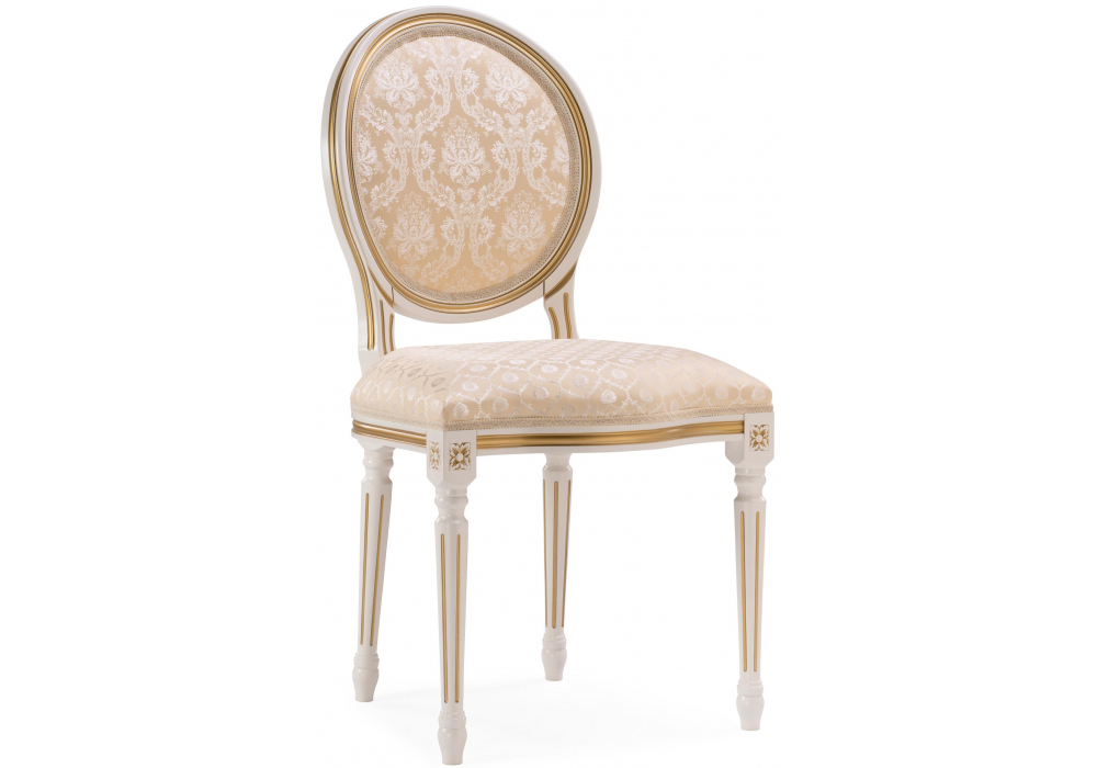 Стул деревянный Woodville Данте молочный, золотая патина, ножки белые