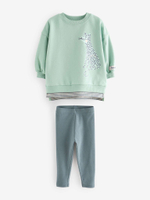 Толстовка и легинсы в комплекте для девочки Next 386-190, Мятный, Серый