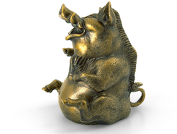 Бронзовая статуэтка "Веселый кабан"