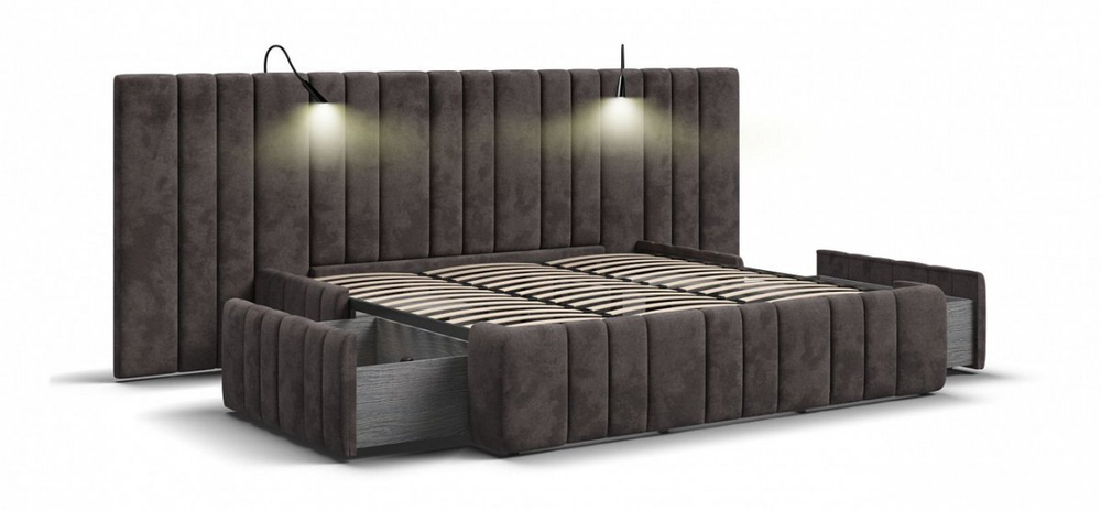Кровать BOSS INFINITY 180*200 велюр Alkantara серый