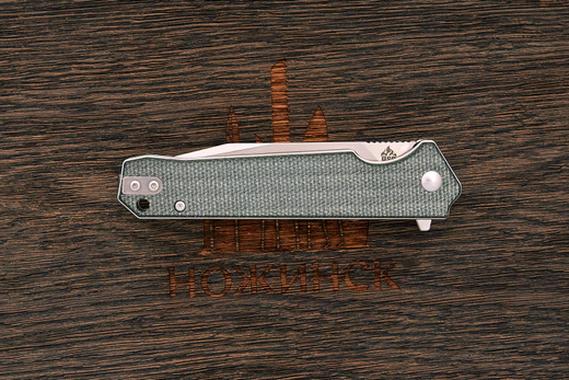 Нож складной QSP Mamba V2, клинок 88мм, сталь D2, рукоять микарта сера-зелёная